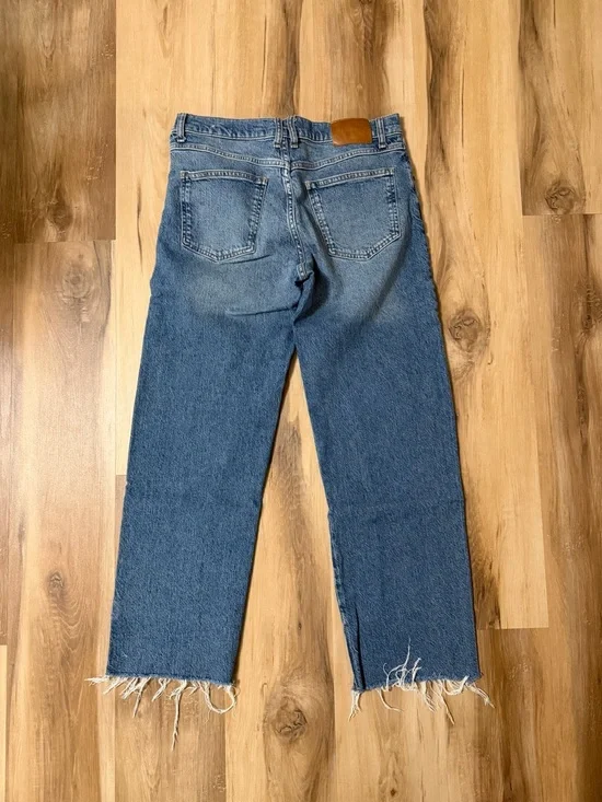 Free People We The Free Panel Straight Leg Jeans Size 28 Raw Hem Light Wash - Picture 4 of 4